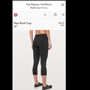 NWT Size 4 LULULEMON Pace Rival Crop